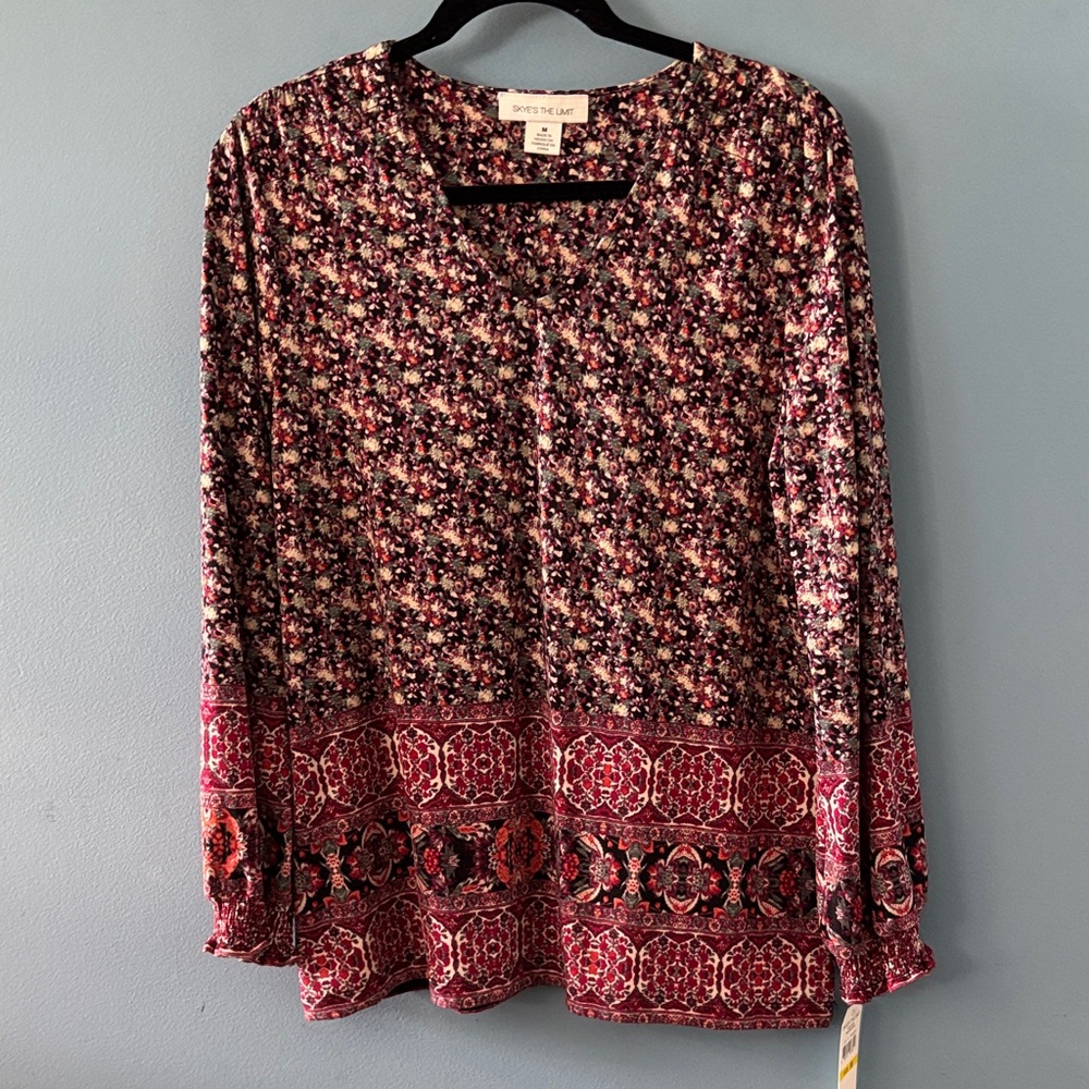 Skye's the Limit Red and Black Floral Blouse